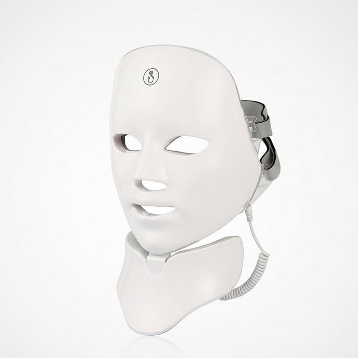 White LED face mask with separate neck piece for light therapy