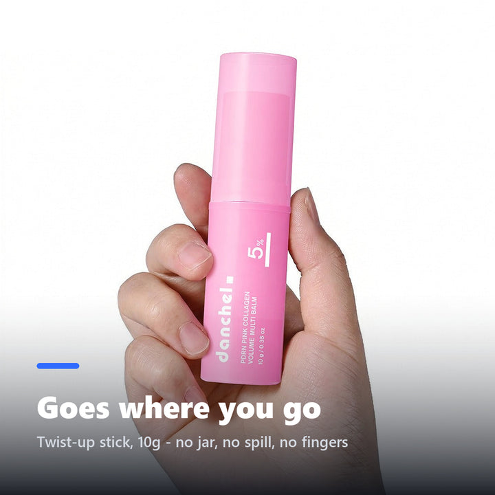 Hand holding a PDRN collagen balm stick
