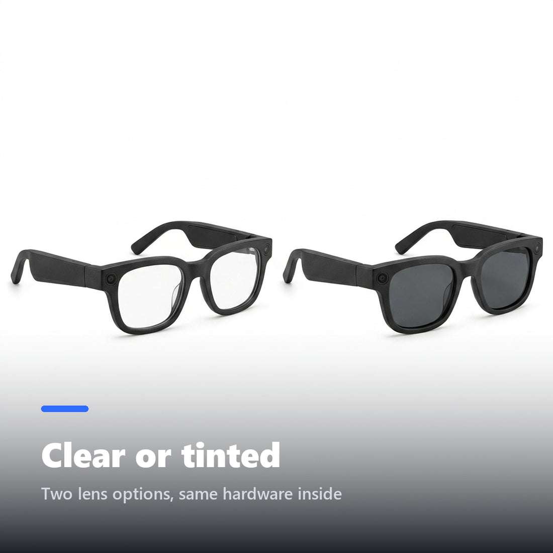 Smart glasses with clear and tinted lens options