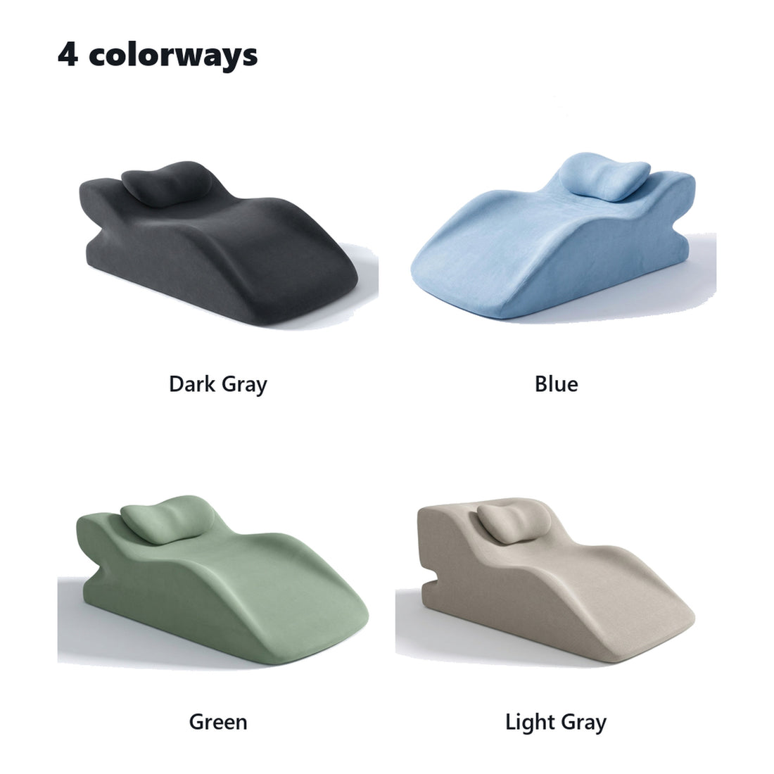 Prone pillow in dark gray, blue, green and light gray